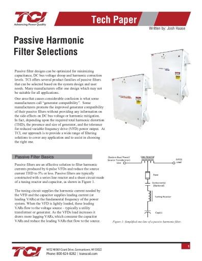 Passive Harmonic Filter Selection Guidelines